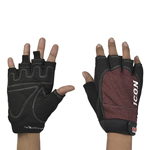 Image of USI UNIVERSAL Gym Gloves, 733IG Icon Fitness Gloves For Men & Women, Workout Powerlifting Gloves, Microfiber, Polyester, Elastane & Foam Construction Weight Lifting Gloves (Large, Maroon)