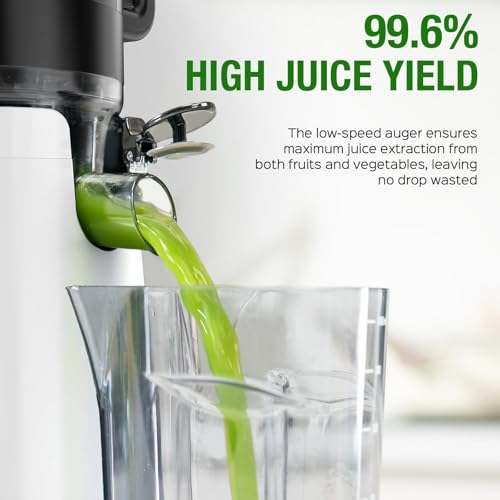 Image of TUUMIIST Cold Press Juicer Machine, 5.8 Inch Extra Large Feed Chute for Whole Fruits, Easy to Clean Slow Juicer, High Yield, BPA Free - Classic White