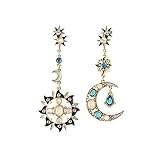 Walaka Boucles D'Oreilles Argent Femme Vintage éLéGantes Pendentif   BohèMe éToile Soleil Lune Creux