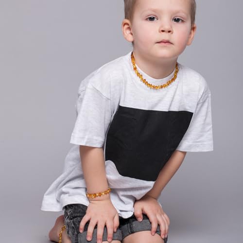 Bernsteinkette - Handgefertigte echt Bernstein Kette für Damen, Herren & die ganze Familie - Natur Ostsee Schmuck, Edelstein Halskette Damen Geschenkidee, Glücksbringer (ZITRONE + HONIG, 29 CM)