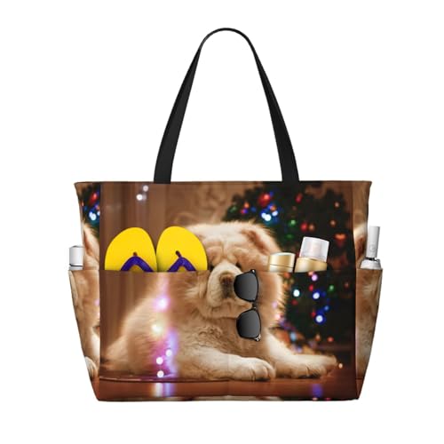 Sac de plage Chow Chow blanc le cadeau de Noël parfait pour femme passionnée de chiens