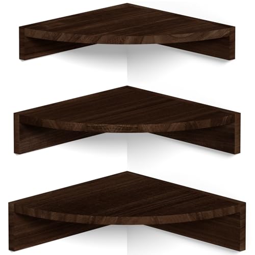 Alsonerbay Set of 3 Rustic Corner Floating Shelves