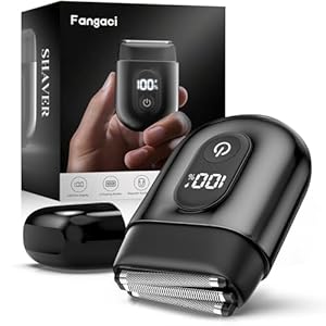 Electric Foil Shavers for Men: Mini Electric Razor with Big LED Display & 3 Floating Blades – IPX7 Waterproof Wet Dry Face Razor, USB Type C (Bright Black)