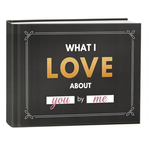 What I Love Fill in the Blank Book - Hardcover Love Journal with 50 Prompts for Him Her - Couples Gifts for Boyfriend Girlfriend Husband Wife - Anniversary Birthday Valentines Day Gift Book