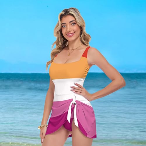 Maillot de bain push-up avec bas couvrant réglable motif LGBT lesbienne - 7