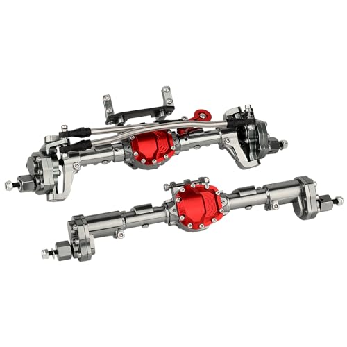 Pothyes CNC Anodized Complete Front & Rear Portal Axle for 1/10 RC Crawler Car Axial SCX10 II Deadbolt 90046 90047 SCX10 90028 90027 Metal Upgrade Parts (Titanium)