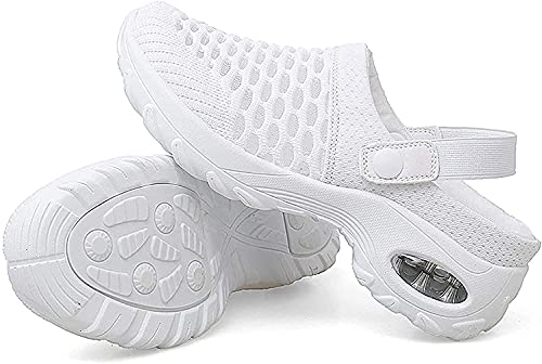 Zapatos de deslizamiento de los zapatos de deslizamiento de los zapatos de la malla de las zapatillas de la malla de los zapatos para caminar con sandalias de sandalias ( Color : White , Size : 7.5 ) Cover