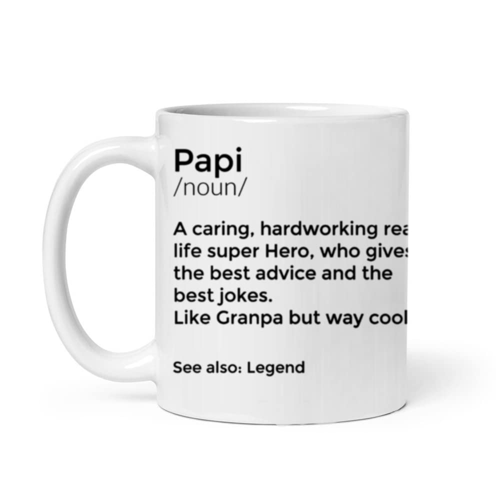 Misaavi Papi Noun Coffee Mug Definition of Father Papi Gift Papi Mug Funny Gift for Papi Legend Father's Day Birthday Christmas Valentine Day 11oz/325ml White Ceramic Coffee/Tea/Milk Drink Mug.