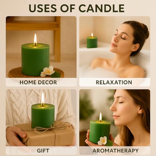 Image of Pure Source India Scented Pillar Candle (3X3 INCH) Decorative Candle for Living Room, Diwali Decor, Gifting, Spa & Meditation (Lemongrass)