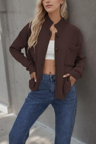 Image of Sumleno Long Sleeve Cardigan Sweaters for Women Button Down Tops Vintage Grandpa Aesthetic Grunge Fall Winter Outfits