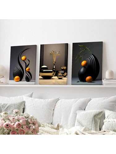 Peintures murales de sculptures dimensionnelles decoration triptyque abstrait