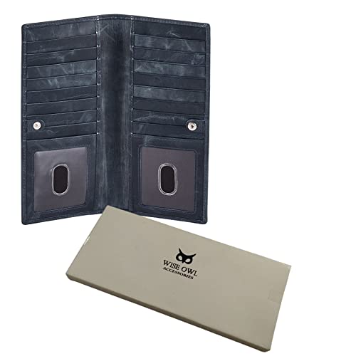 Long Wallet for Men Women Leather Slim Bifold RFID Blocking Card Holder by Wise Owl Accessories - Used condition - Image 6