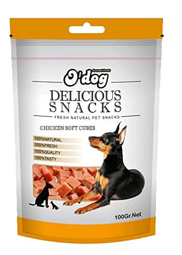 Image of PETS EMPIRE O'Dog Chicken Soft Cubes, Healthy Dog Treats, Chewy Dogs Bites for Training and Feeding, Made with Real Chicken, Non-Vegetarian Pup Snacks for Dogs, Puppies - 100g