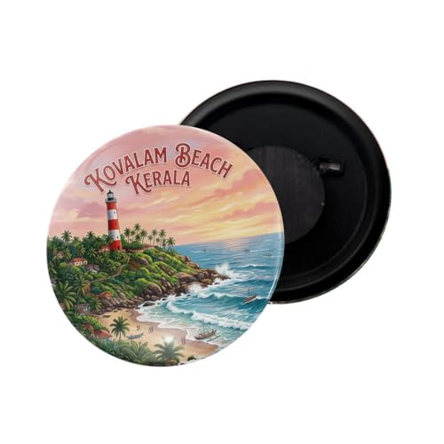 Image of dhcrafts Fridge Magnet Multicolor Kerala Kovalam Beach Kerala Glossy Finish Design Pack of 1 (58mm)