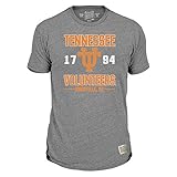 Original Retro Brand NCAA Gray Distressed T-Shirts - Established with Home Town (Tennessee Volunteers, Large)
