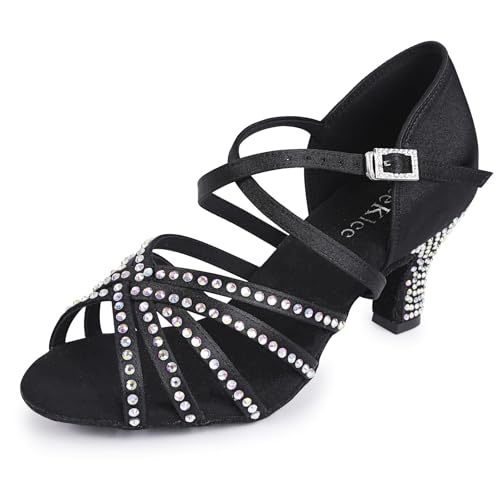 KleeKlcc Rhinestone Ballroom Dance Shoes Women Latin Salsa Dancing...