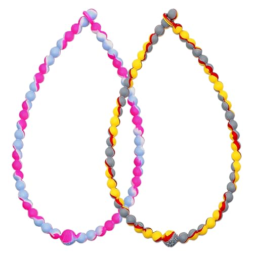 Teething Necklace for Baby Toddler Chew Necklaces for Sensory Kids Boys Girls - 2 PCS Silicone Chewy Necklace Sensory Chew Toys for Children Adults with Autism ADHD Oral Motor Stimulation
