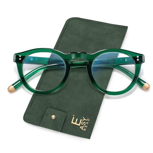 Image of EASY READ Retro Round Blue Light Blocking Reading Glasses for Women,Anti UV Readers for Women with Spring Hinge