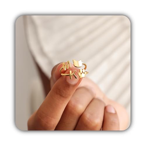 Bague initiale patte en argent Hongyu Silver pour amoureux des animaux