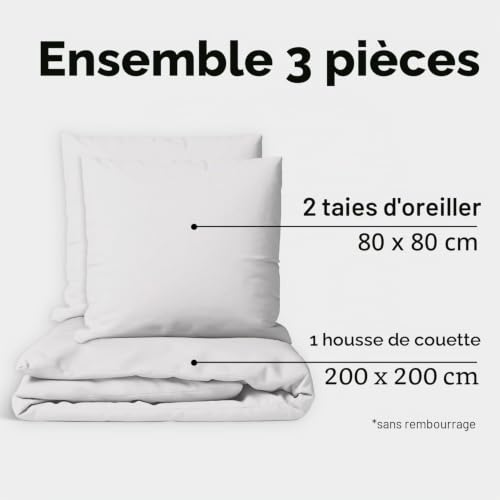 Housse de couette en percale JACOBSON gris clair pour chambre zen - 3
