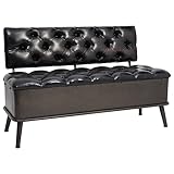 vidaXL Storage Bench Black Faux Leather, Metal, Engineered Wood Medium