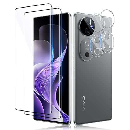 Aerku 2 Piezas 3D Cobertura total Protector de Pantalla para Vivo V40 5G con 2 Piezas Protector de Lente de Cámara, Ultra Resistente Cristal Templado 9H