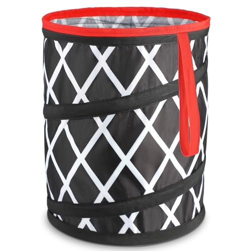 LXURY Collapsible Trash Can,Pop Up Garbage Can,Foldable Basketball Trash Bin, Washable Portable with Elastic Band Waste Basket for Camping,Car Home Gym &amp; Office Organization (4.5 Gallons)
