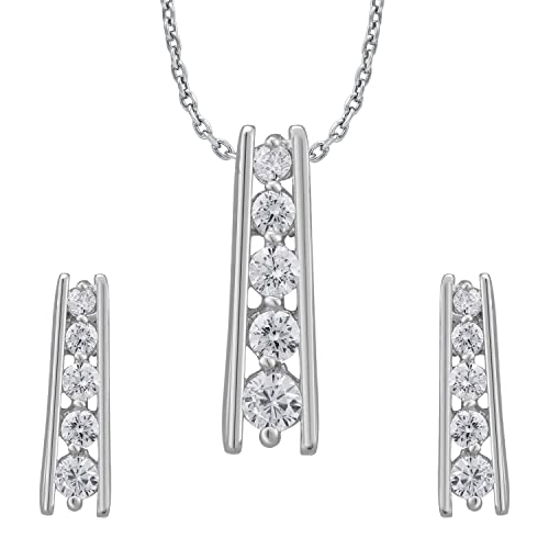 Pissara Fashionable 925 Sterling Silver Valentine Day Gift Cubic Zirconia Pendant Set For Women And Girls|with Authenticity Certificate, 925 Stamp & 6 Months Warranty (PS104641) Deal