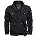EKLENTSON Herren Übergangsjacke Frühling Cargo Jacke Sommerjacke mit Vielen Taschen (XL, Schwarz)