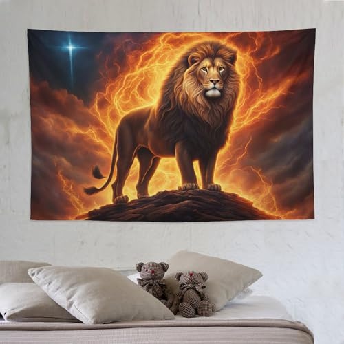 Tapisserie lion PAZZK 150×230cm pour habiller un grand mur vide