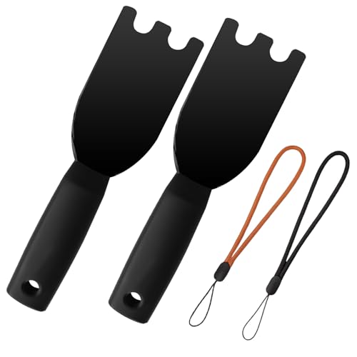 UIHRLM 2 PCS Grill Scraper, Heat Resistant Nylon Spatula Compatible With George Foreman Indoor Grills with Lanyard & Grooved Design, Comfortable Grip Household Cleaning Accessories for Grills