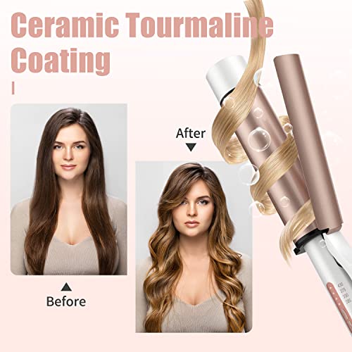 1 1/2 inch Curling Iron Large Barrel, Dual Voltage Curling Iron Ceramic, Professional Big Curling Wand for Hair