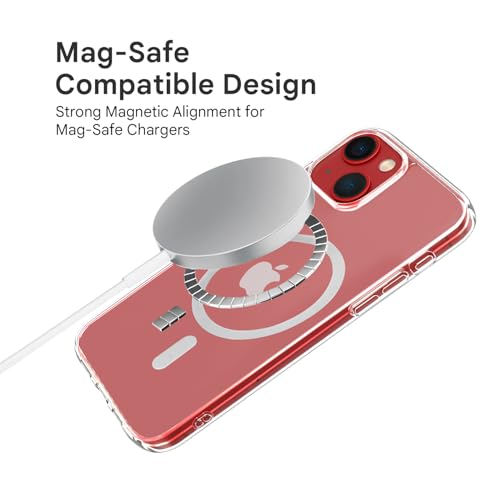 Image of Prolet Anti- Yellow Crystal Clear Hard Case Cover Compatible with iPhone 13 /14 with Magnetic Mag-Safe Wireless Charging Support, Shockproof Hard Back Cover (Transparent)