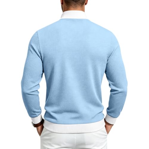Waffle Shirts for Men Long Sleeve Shirts Quarter Zip Pullover Tunic Tops | Soft Cozy Lightweight, Mock Neck, 1/4 Zip, Zipper Pocket, Faux Sleeve Pocket, Color Block, Fall Fashion Clothes 2026 - image 6