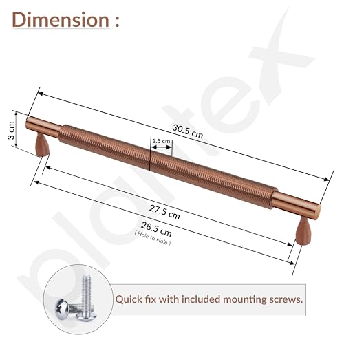 Image of Plantex Cabinet Handle /Kitchen Cabinet Door Handle /Wardrobe /288 mm Cupboard Handle /Door Pull-Push Handle for Home /Office - Pack of 2 (Rose Gold)