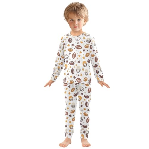 ALAZA Flower Yellow Helmet Rugby Pajamas Long Sleeve Sleepwear 2-Piece Pajama Set3