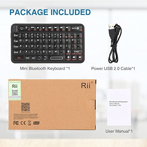 Rii Mini Bluetooth Keyboard With Backlit,Built In Rechargeable Battery For Handhelds Running Android,Ios,Windows Mobile Pocket Pcs,Mac Os, Linux And Ps3-Black #TOP6