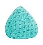 gouchee home fluffy stars faux fur adult & kids soft plush bean bag chair xl turquoise