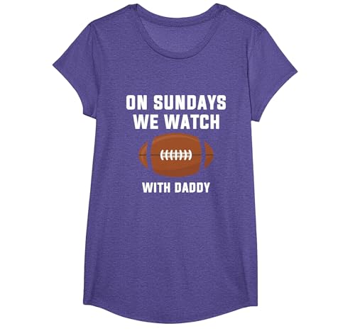 On Sundays We Watch Football with Daddy T-Shirt, Girls, Purple Heather, Medium