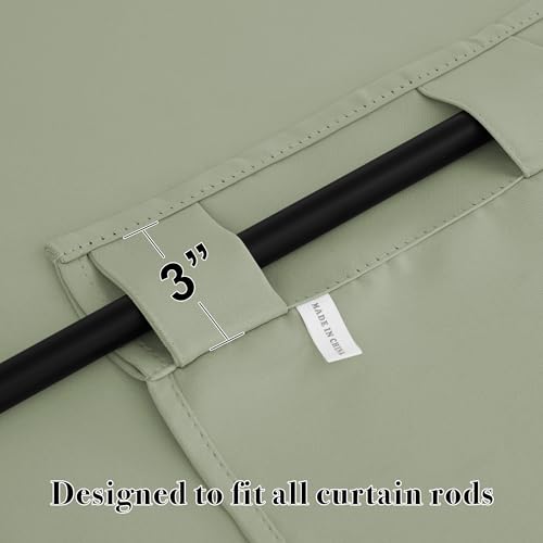 Image of RYB HOME Blackout Curtains for Bedroom, Window Shades Thermal Insulating Privacy Drapes for Living Room Classroom Kitchen Bathroom Dining, Wide 42 x Long 45 inch, Sage, 2 Panels