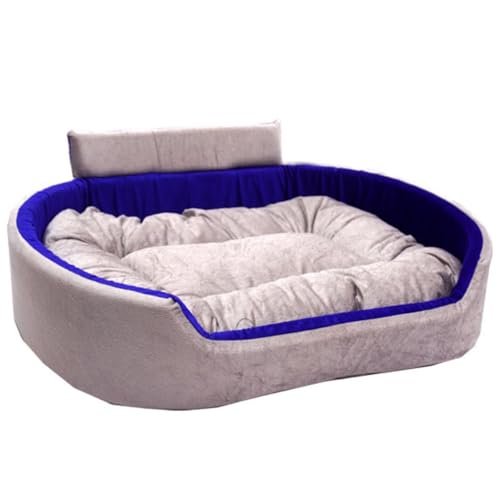 Image of Furry Smile Letest Dog Beds, Dog Sofas & Chair with Collar, Indoor Outdoor Dog beds (S, Grey & Blue)