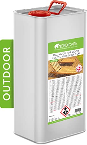 Nordicare Holzöl Außenbereich [5L] für Lärche, Eiche, Teak oder Akazienholz I Holz Öl Außen zum Holzschutz I Holzschutzöl Außen, Teaköl für Gartenmöbel, Holzpflegeöl, Lärchenöl, Bangkirai Öl…