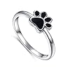 S925-Sterling-Silver-Jewelry-Puppy-Dog-Cat-Pet-Paw-Print-Ring-Size-678 S925 Sterling Silver Jewelry Puppy Dog Cat Pet Paw Print Ring (Black, 8)