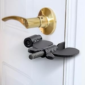 Portable Door Lock Home Security Hotel Door Locks for Travelers Door Safety Locks from Inside Bedroom Apartment Security Travel Gifts Essentials Black