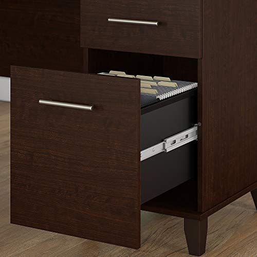 Bush Furniture Somerset 72W L Shaped Desk with Hutch and 5 Shelf Bookcase in Mocha Cherry - Thumbnail 6
