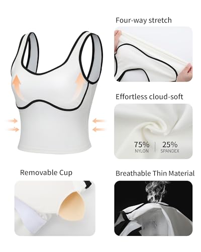 RUNNING GIRL Sports Bras for Women,Longline Workout Crop Tank Tops Padded with Built in Shelf Padded Sports Bra4