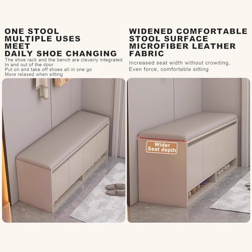 Pull Out Shoe Rack Rotating Shoe Cabinet Cabiner Rotate Rotating Shoe Storage Rack for Wardrobes Retractable，3-Tier Shoe Organizer Bench with Cushioned Seat - Space-Saving Entryway Storage,