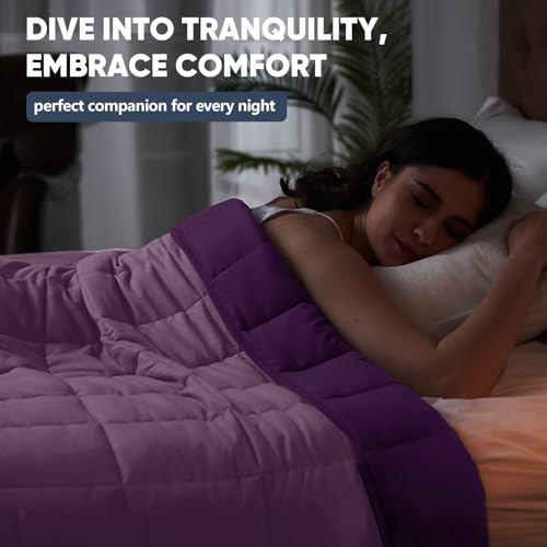 Image of yescool Weighted Blanket for Adults 20lbs Twin Size, 48 inch x 72 inch, Purple