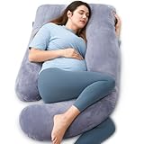 Momcozy Pregnancy Pillows for Sleeping, U Shaped Full Body Maternity Pillow with Removable Cover - Support for Back, Legs, Belly, HIPS for Pregnant Women, 57 Inch Pregnancy Pillow for Women, Grey