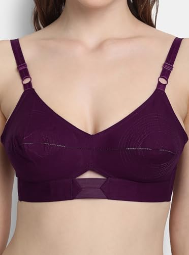 Image of VSTAR Queen U Black CLR Soft Cotton Bra for Women | Wirefree, Single Layered Seamed Cups | Adjustable Straps | Comfy Non Padded Bra 32 | Cool Grey